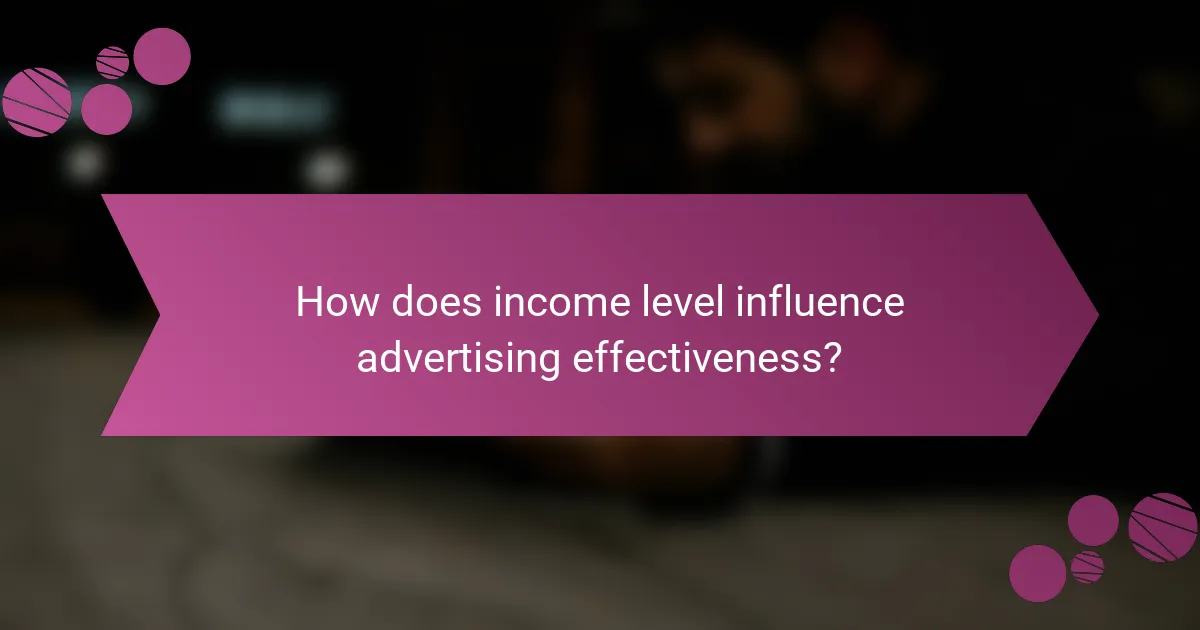 How does income level influence advertising effectiveness?